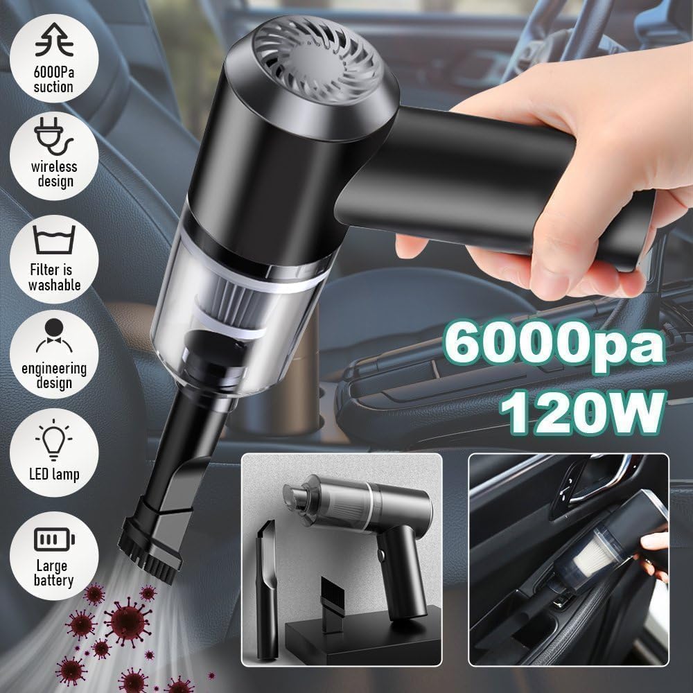 3IN1 Portable Car Vacuum Cleaner with Blower | USB Rechargeable Wireless Car Vacuum Cleaner